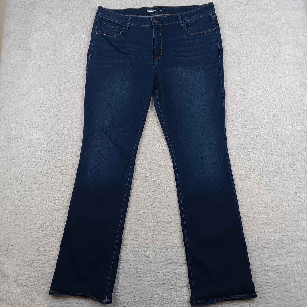 Old Navy Jeans Kicker Boot-Cut Women 16 Long Dark Rinse Stretch S/449994-00